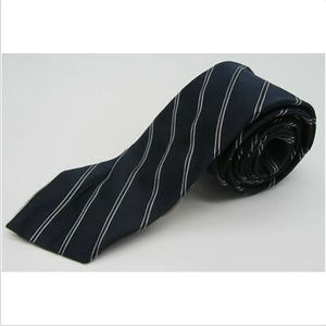 ALLEA 100% Silk Navy Striped Tie